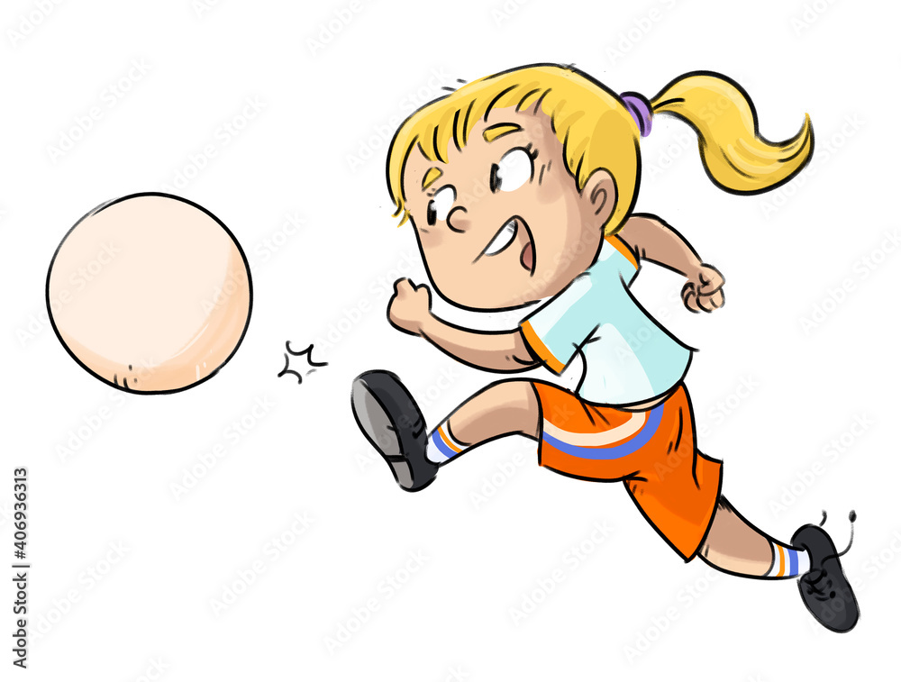 Soccer girl kicking a ball Soccer girl kicking a ball