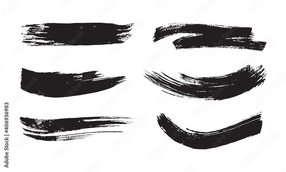 set of black ink strokes on white paper. Graphic design elements for lower third, text effect, photo pverlay, etc. Chinese style abstract brush strokes set of black ink strokes on white paper. Graphic design elements for lower third, text effect, photo pverlay, etc. Chinese style abstract brush strokes