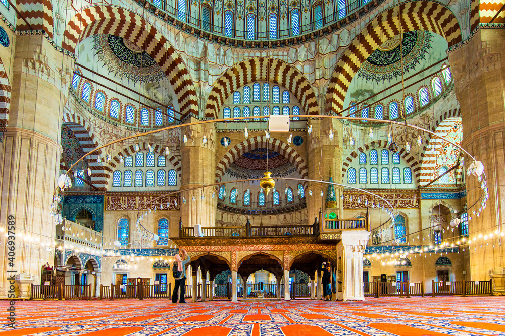 Selimiye Mosque interior view in Edirne City of Turkey. Edirne was capital of Ottoman Stock Photo | Adobe Stock