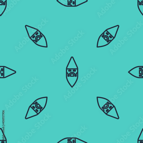 Black line Wizard warlock icon isolated seamless pattern on green background. Vector.