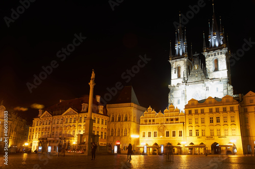Old Town square in Prague at night