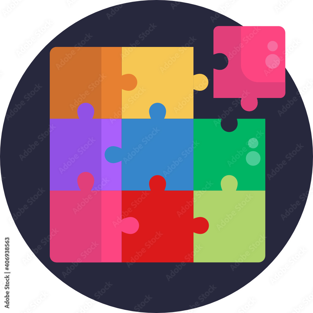 Puzzle icon. Line, solid and filled outline colorful version, outline and filled vector sign. Puzzle icon. Line, solid and filled outline colorful version, outline and filled vector sign.