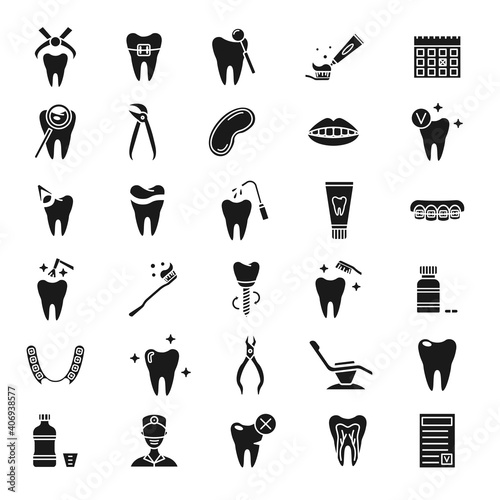Set of simple dentistry icons. Dental flat vector elements.