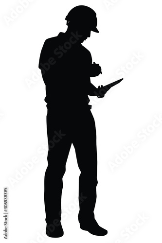 Engineer silhouette vector on white background