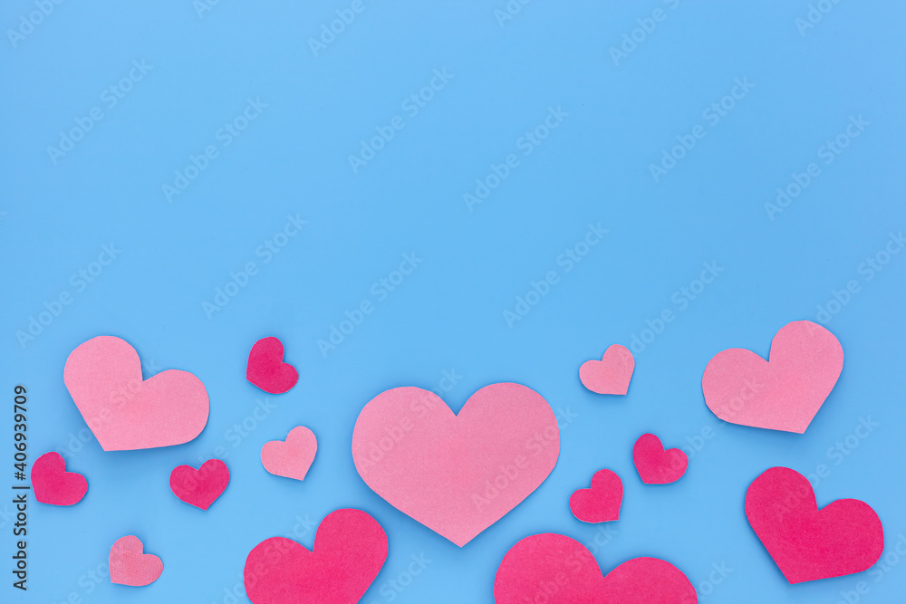 Valentines Day or Mothers Day greeting card concept. Pink hearts , paper cut romantic concept Valentines Day or Mothers Day greeting card concept. Pink hearts , paper cut romantic concept
