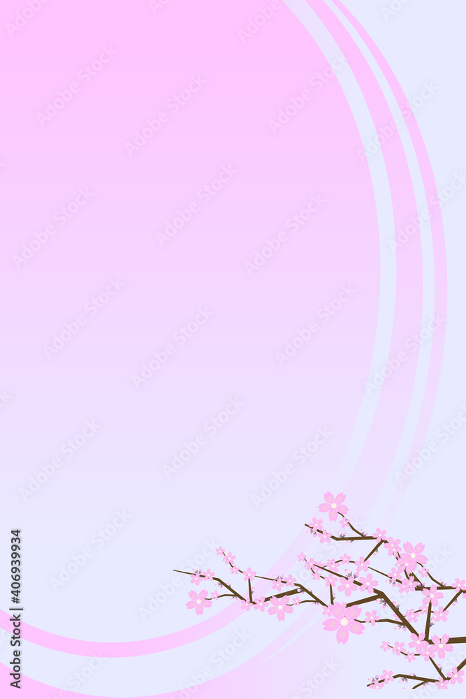 おしゃれな桜の背景フレーム(縦)