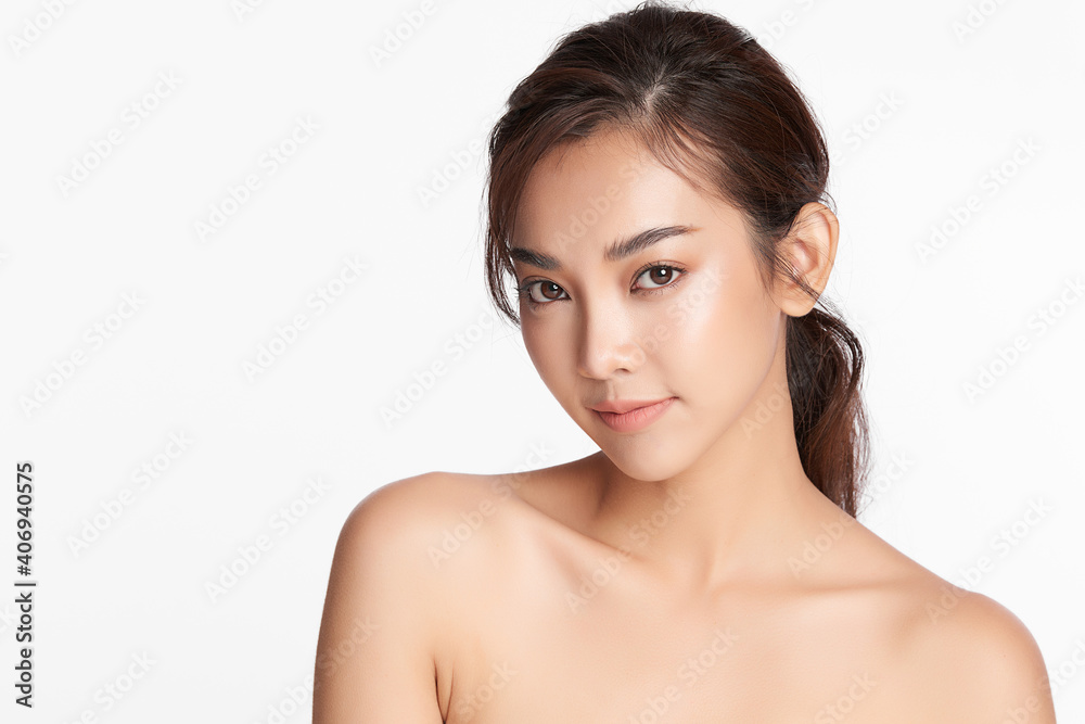 Beautiful young asian woman with clean fresh skin on white background, Face care, Facial treatment, Cosmetology, beauty and spa, Asian women portrait Beautiful young asian woman with clean fresh skin on white background, Face care, Facial treatment, Cosmetology, beauty and spa, Asian women portrait