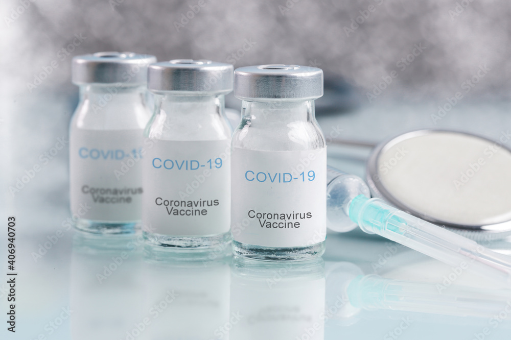Corona Virus vaccine bottles. Vaccination, immunization, treatment to cure Covid 19 infection. Healthcare And Medical concept. Corona Virus vaccine bottles. Vaccination, immunization, treatment to cure Covid 19 infection. Healthcare And Medical concept.