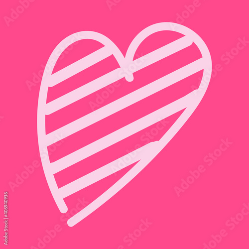 Vector doodle illustration with creative heart for Valentine's Day, wedding, dating on a pink background. Design element for postcard, wallpaper, wrapping paper, print, textile, poster.