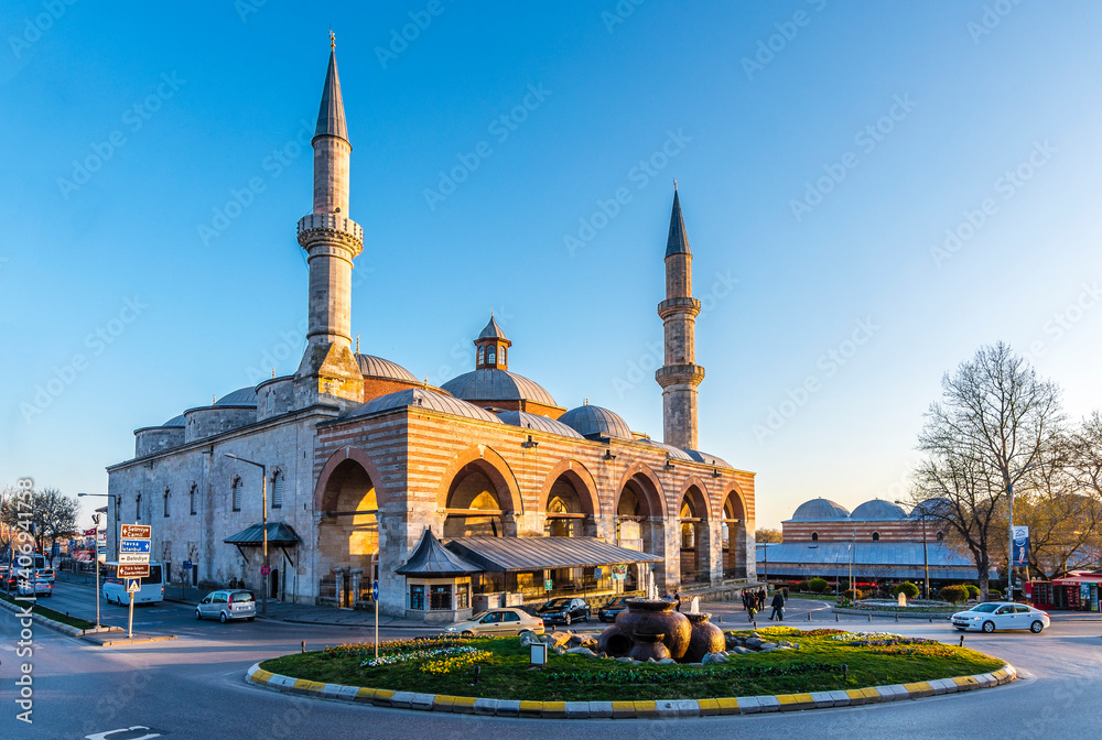 Old Mosque exterior view in Edirne City of Turkey. Edirne was capital of Ottoman 