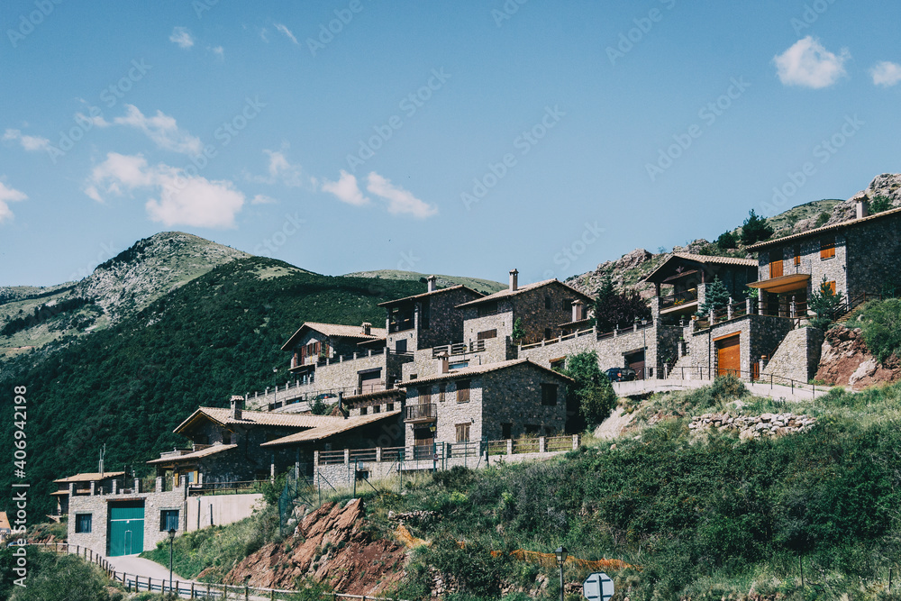 View of a small and rustic town in Catalonia, Spain.