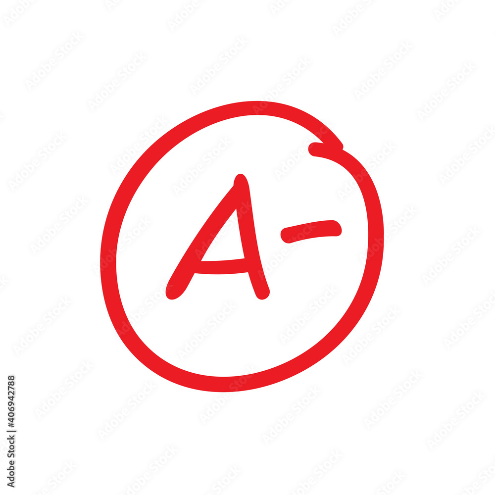 Grade A minus, examination score illustration - Vector Grade A minus, examination score illustration - Vector