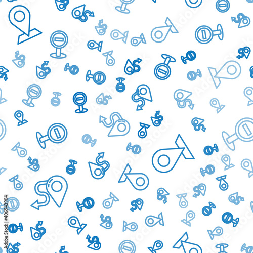 Set line Route location, Location and Stop sign on seamless pattern. Vector.