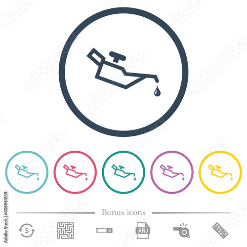 Oiler flat color icons in round outlines