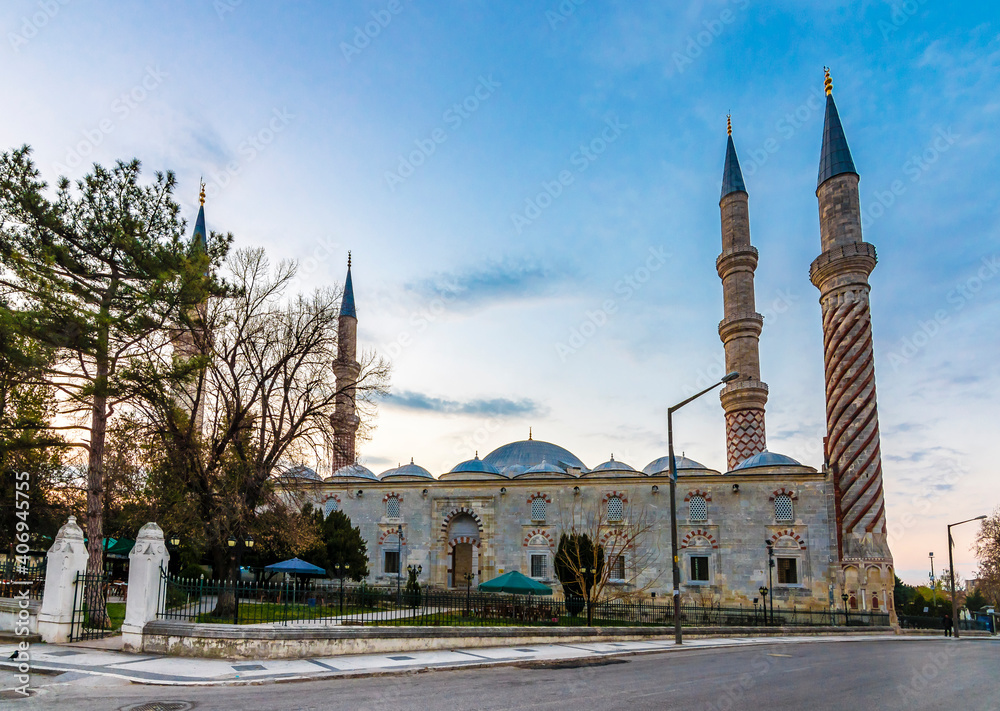 Ucserefeli Mosque view in Edirne City of Turkey