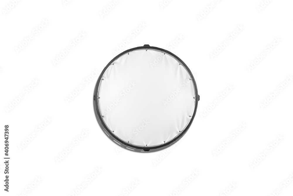 Fototapeta premium Blank white round stretching banner with grip frame mockup, isolated
