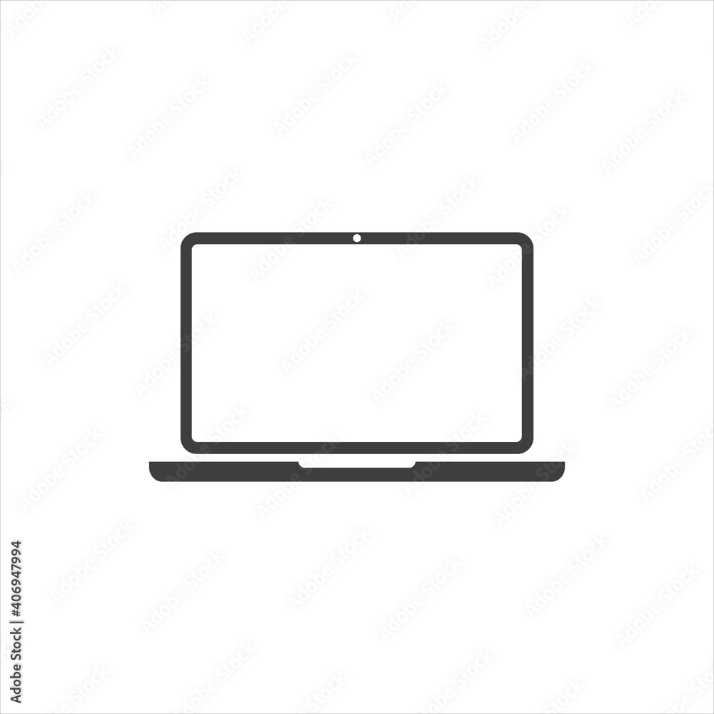 Laptop Icon Vector. Simple flat symbol. Perfect Black pictogram illustration on white background. Laptop Icon Vector. Simple flat symbol. Perfect Black pictogram illustration on white background.