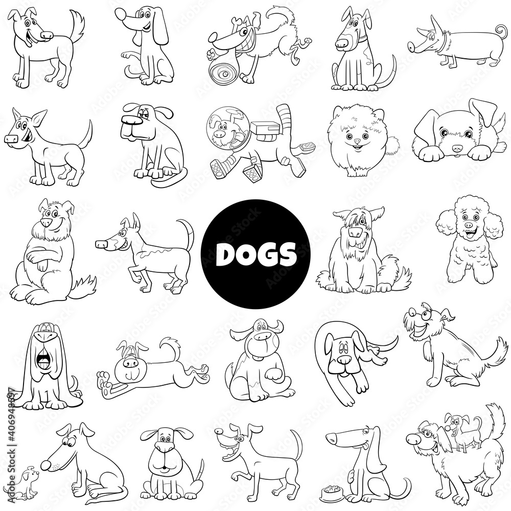 cartoon dogs and puppies comic characters big set