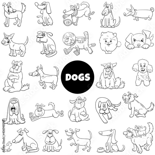 cartoon dogs and puppies comic characters big set