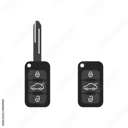 Black car remote key. Vector