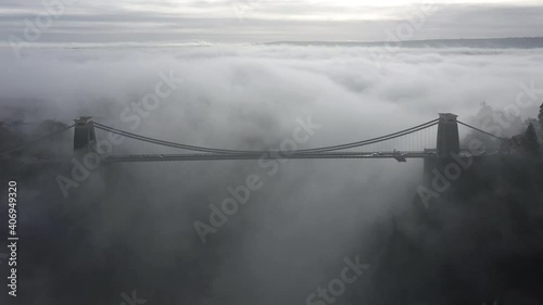 Aerial view over the Avon Gorge and Clifton Suspension Bridge, Bristol, England photo