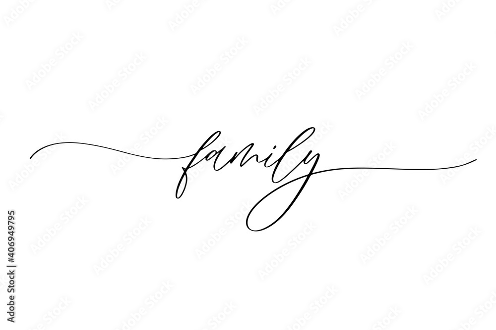 Family - hand drawn calligraphy inscription. Stock Vector | Adobe Stock