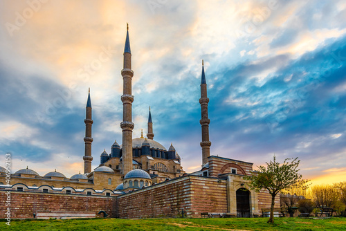 Selimiye Mosque view in Edirne City of Turkey. Edirne was capital of Ottoman Empire. photo