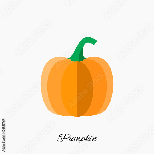 Pumpkin Isolated on White Background, Gourd Vector Icon