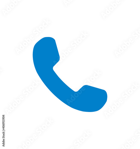 Blue flat icon of phone tube isolated on white background