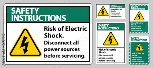 Safety instructions Risk of electric shock Symbol Sign Isolate on White Background