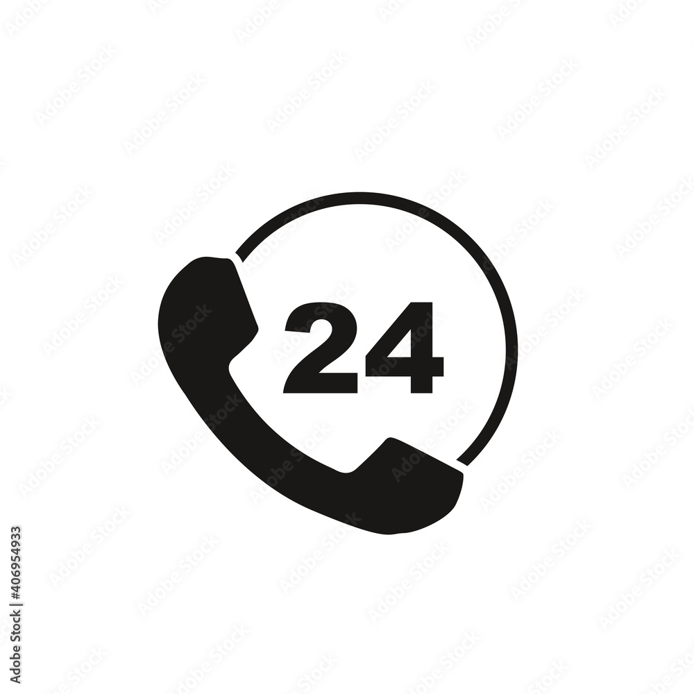 Telephone Line 24 Hours Service vector icon modern and simple flat symbol for web site, mobile, logo, app, UI. Telephone Line 24 Hours Service vector icon modern and simple flat symbol for web site, mobile, logo, app, UI.