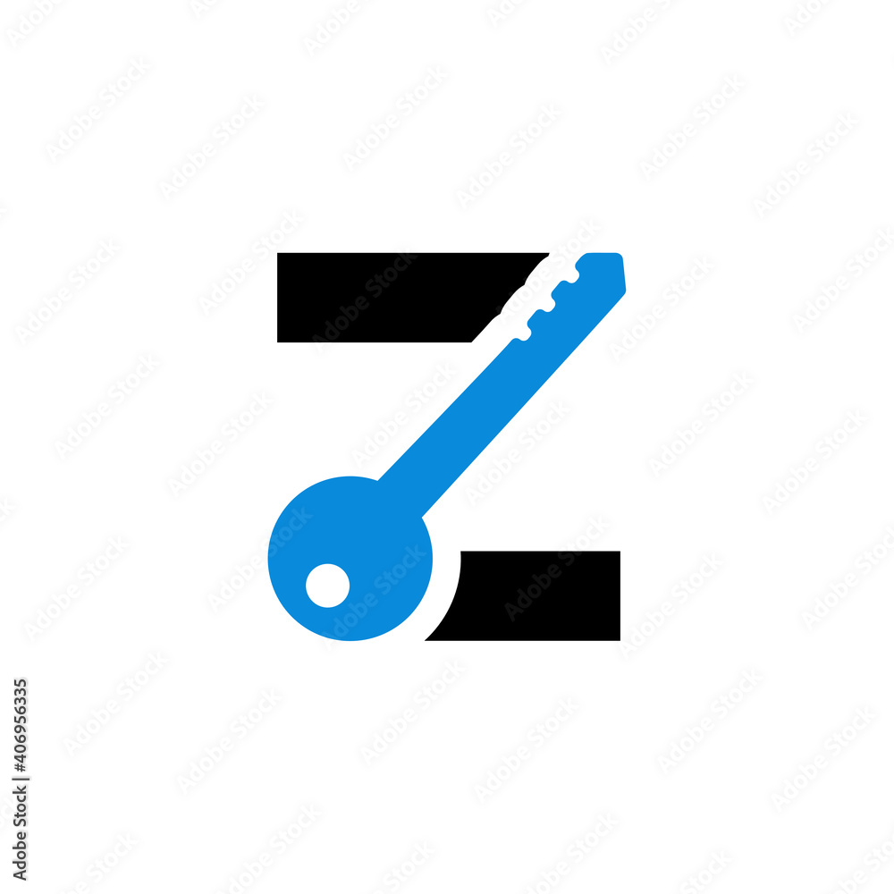 Vector Logo Letter Safety Security Blue Key Z Vector Logo Letter Safety Security Blue Key Z