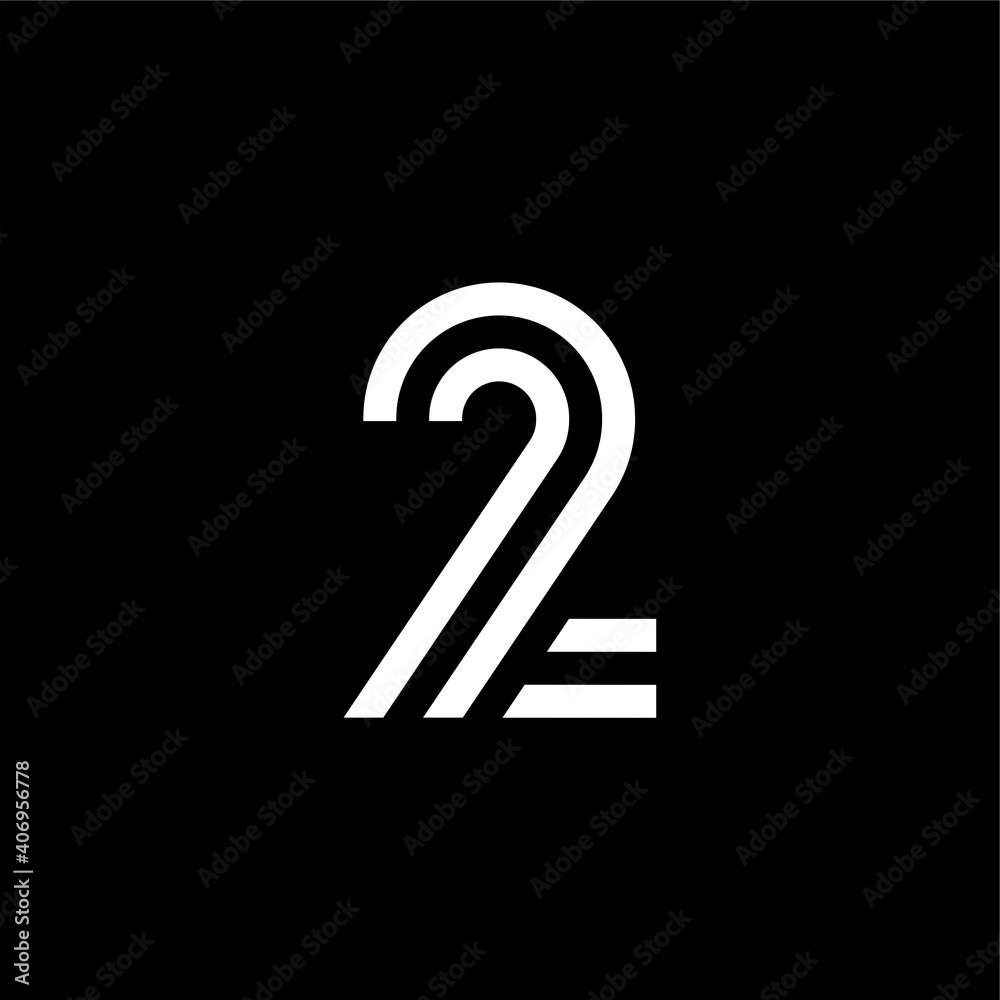 Vector Logo Modern Line Typeface Number 2 - obrazy, fototapety, plakaty 