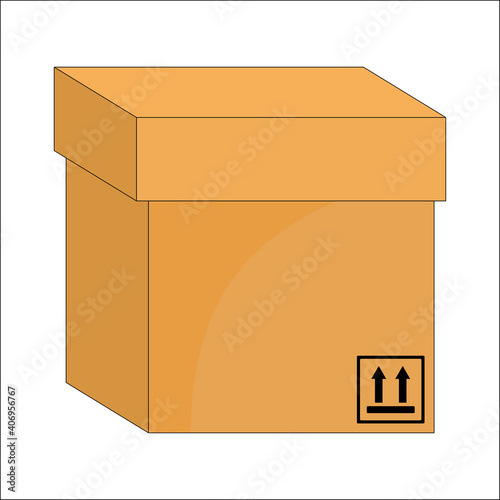Cardboard box icon. Closed packing parcel symbol. Vector cartoon design isolated on white background.
