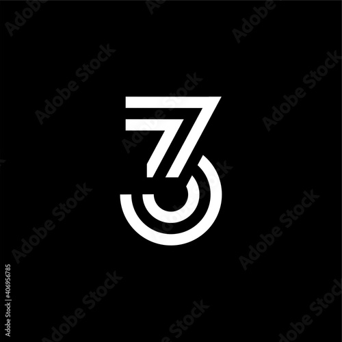 Vector Logo Modern Line Typeface Number 3
