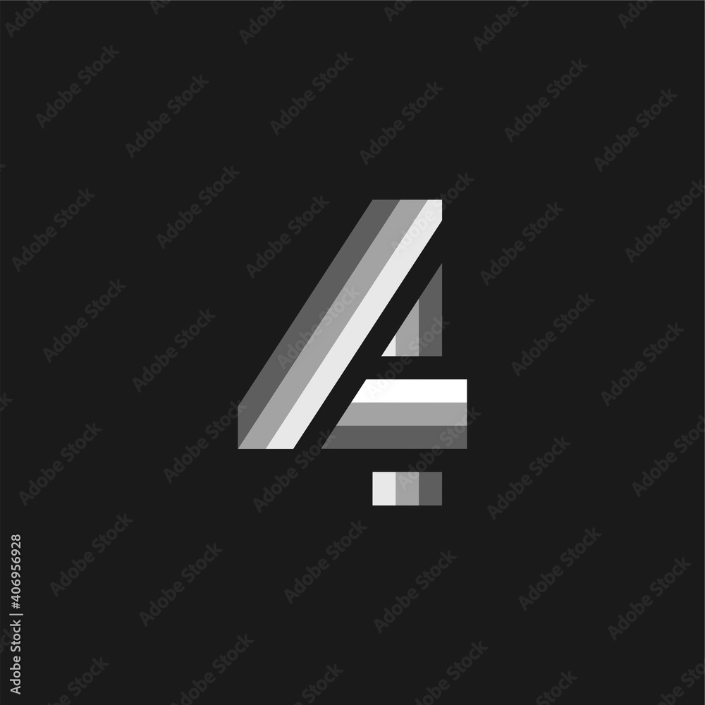 Vector Logo Number Greyscale Glowing 4 Vector Logo Number Greyscale Glowing 4