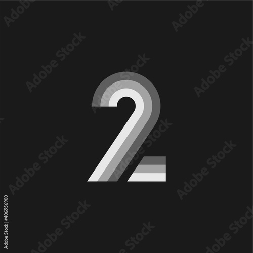 Vector Logo Number Greyscale Glowing 2
