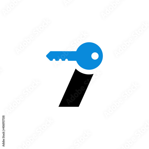 Vector Logo Number Safety Security Blue Key 7