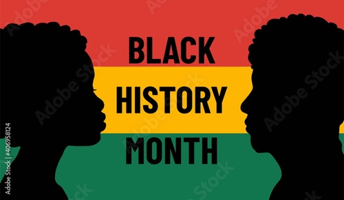 Black History Month. African American History. Protest poster with black people. African man and women