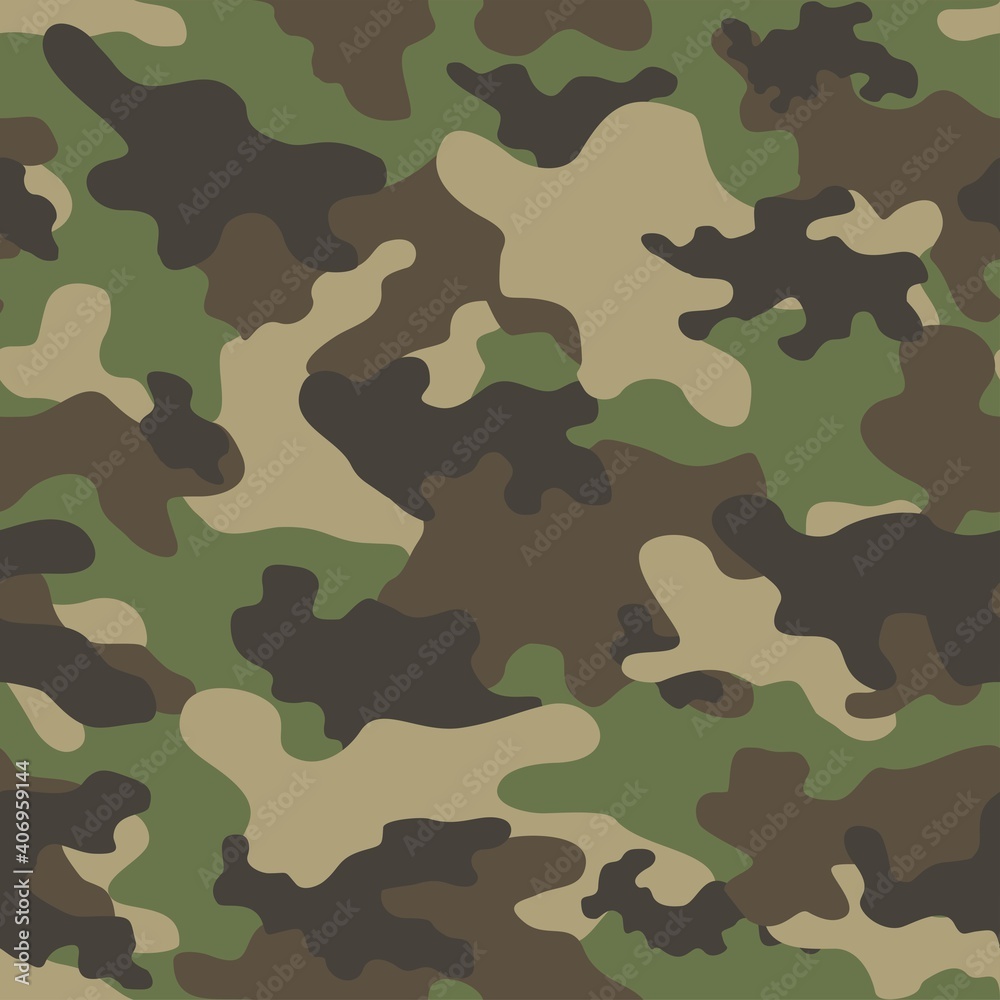 Fototapeta premium Camouflage seamless pattern texture. Abstract modern vector military camo backgound. Fabric textile print template. Vector illustration.
