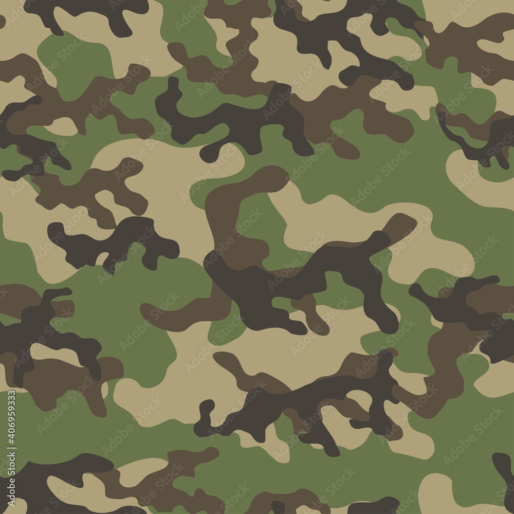 Fototapeta premium Camouflage seamless pattern texture. Abstract modern vector military camo backgound. Fabric textile print template. Vector illustration