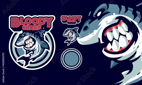 ANGRY KILLES SHARK MASCOT SPORTS LOGO ILLUSTRATION