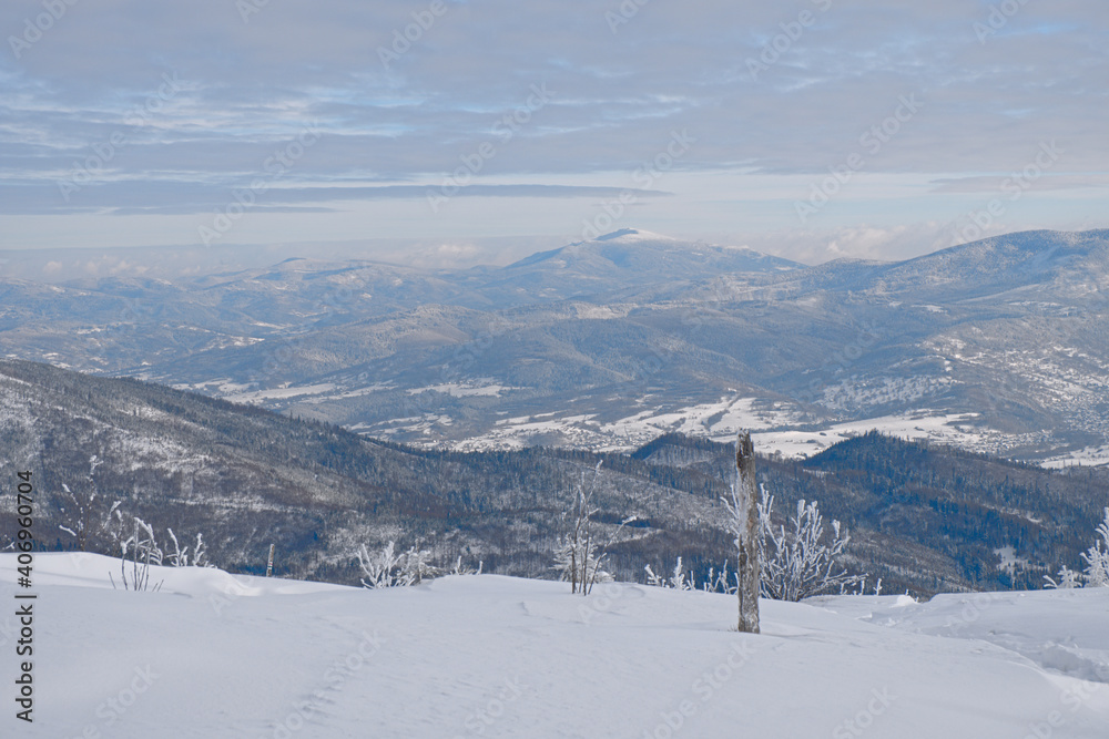 Winter mountains in the Silesian Beskids