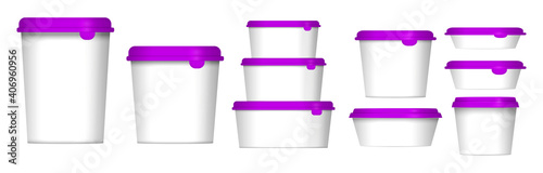 set of realistic plastic container packaging or plastic food container mockup or realistic blank plastic concept. eps 10 vector, easy to modify
