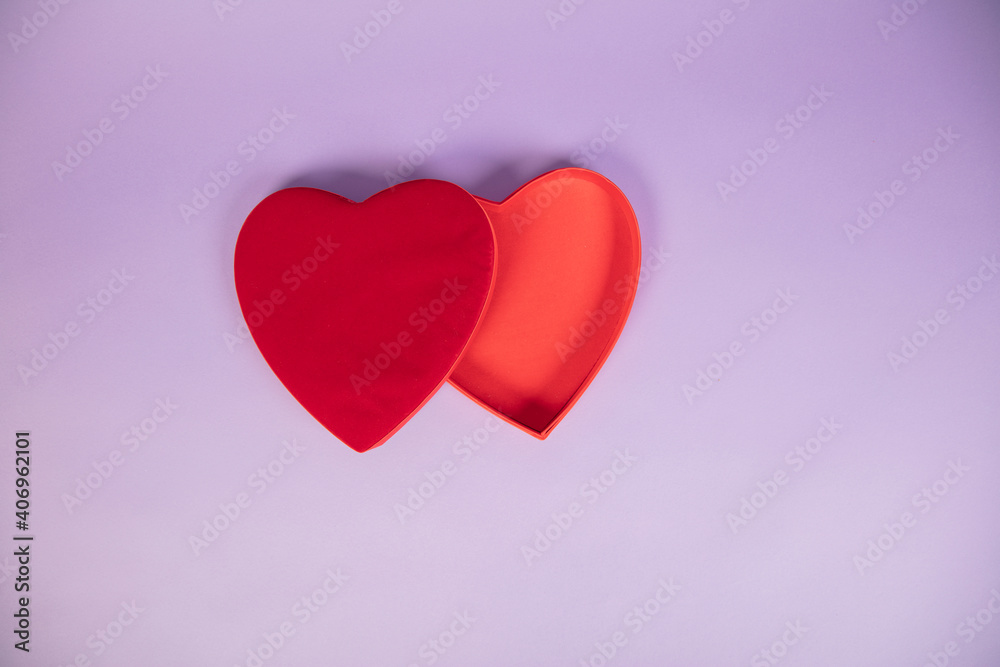 heart-shaped box, perfect for packing a gift, top view 