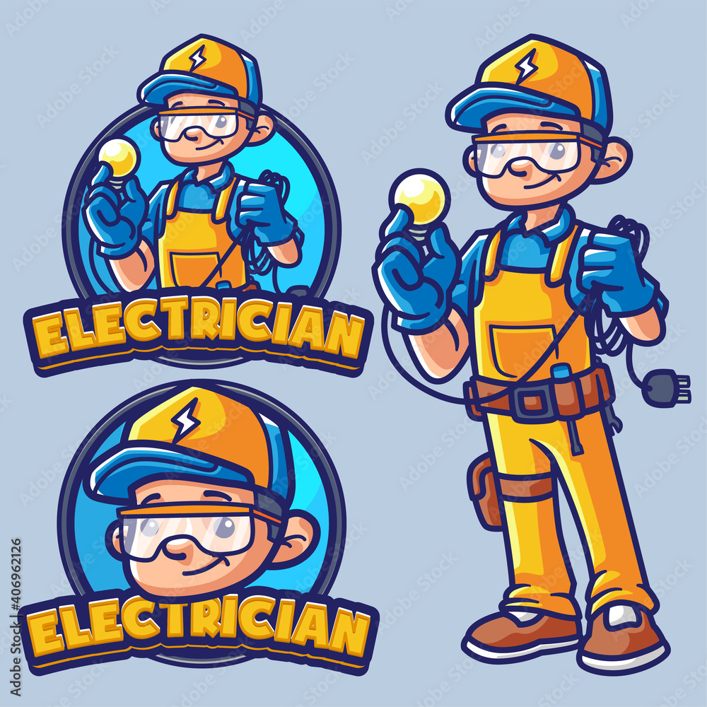 electrician 2 Mascot Logo Template electrician 2 Mascot Logo Template
