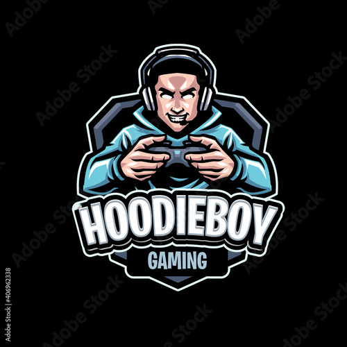 hoodie boy Gaming Mascot Logo Template