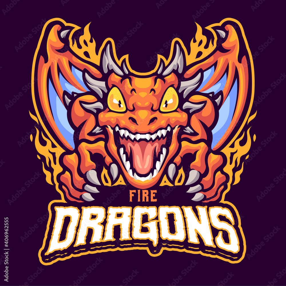 Fire dragon Mascot Logo Template Fire dragon Mascot Logo Template