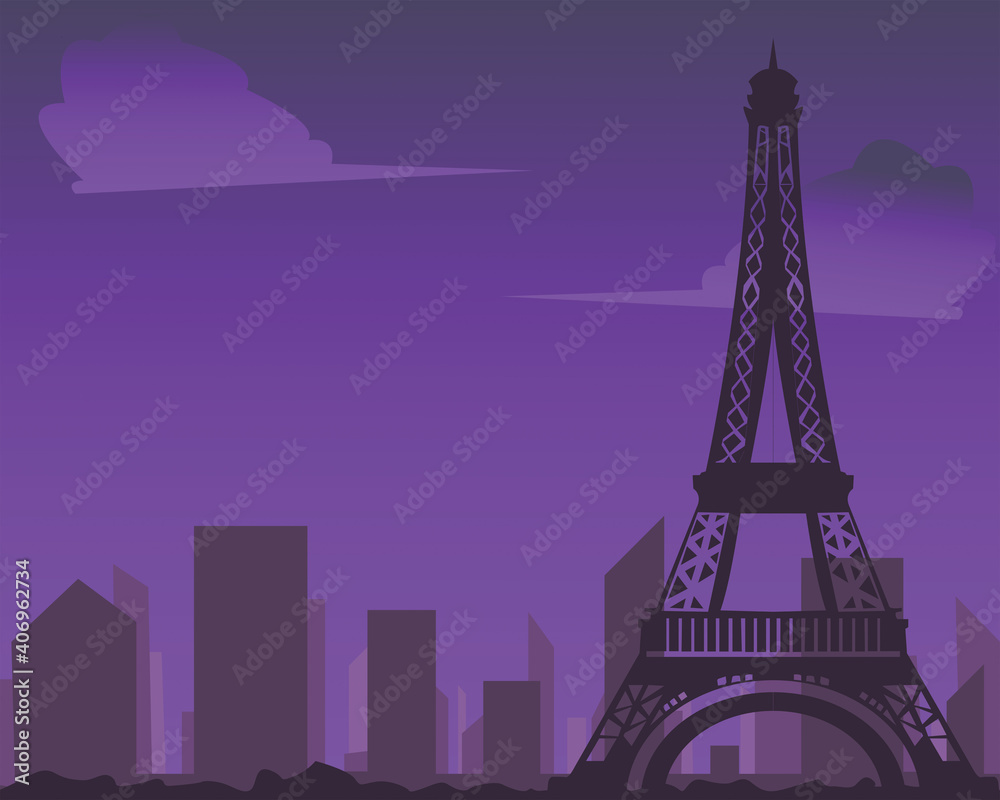 illustration vector design graphic of night at paris