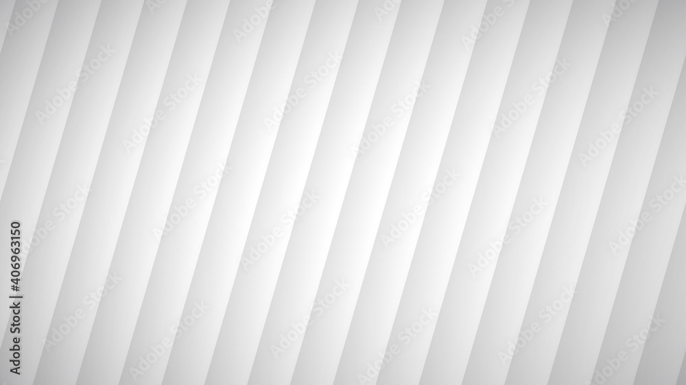 Abstract background of wavy curved stripes with shadows in white and gray colors